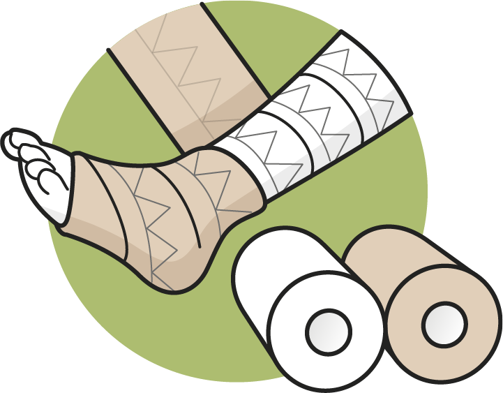 Icon für das Produkt CompriSave®, dargestellt durch das Anwickeln des 2-Komponenten-Kompressionssystems an ein Bein. | © Bamboo Health Care GmbH